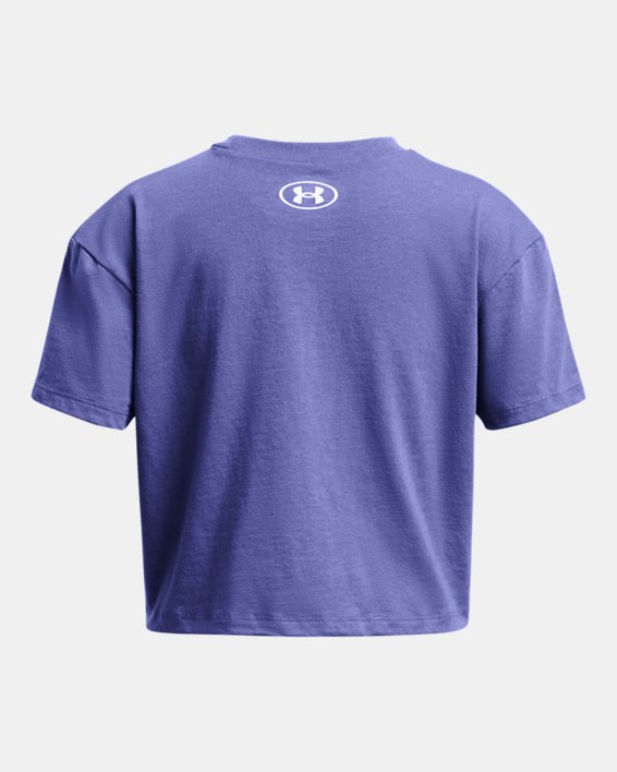 女童UA Crop Sportstyle Logo短袖T恤 in Purple image number 1